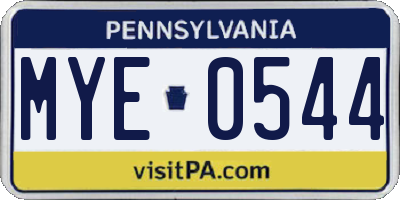 PA license plate MYE0544