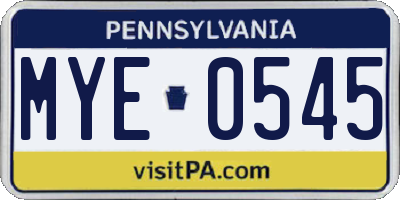 PA license plate MYE0545