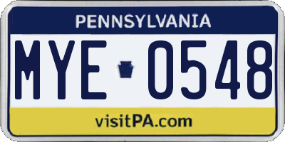 PA license plate MYE0548