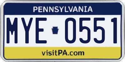 PA license plate MYE0551