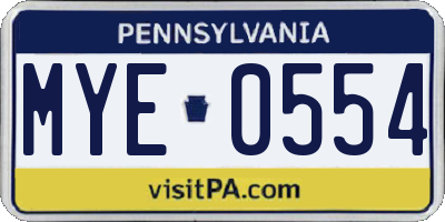 PA license plate MYE0554