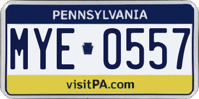 PA license plate MYE0557