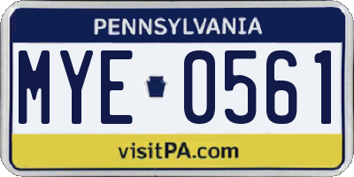 PA license plate MYE0561