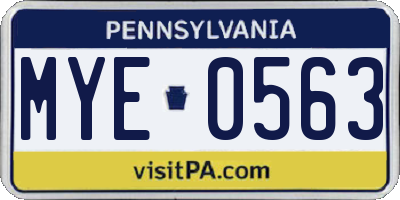 PA license plate MYE0563