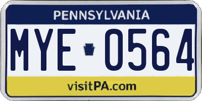 PA license plate MYE0564