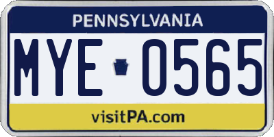 PA license plate MYE0565