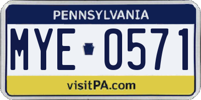 PA license plate MYE0571