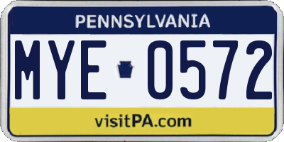 PA license plate MYE0572
