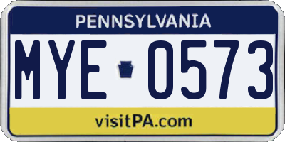 PA license plate MYE0573