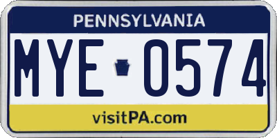 PA license plate MYE0574