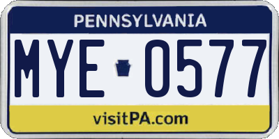PA license plate MYE0577