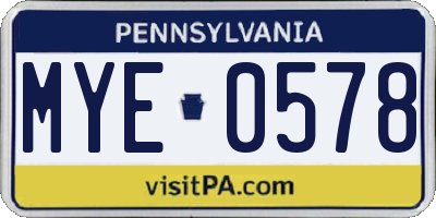 PA license plate MYE0578