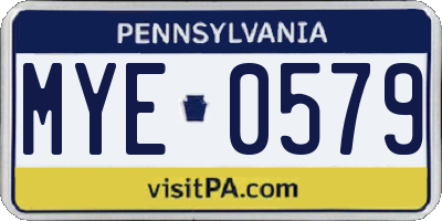 PA license plate MYE0579