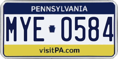 PA license plate MYE0584