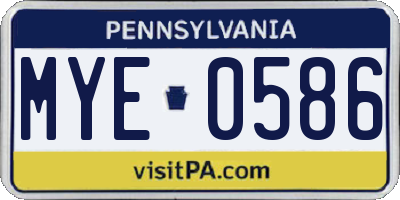 PA license plate MYE0586