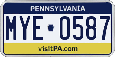 PA license plate MYE0587