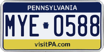 PA license plate MYE0588