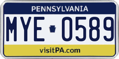 PA license plate MYE0589