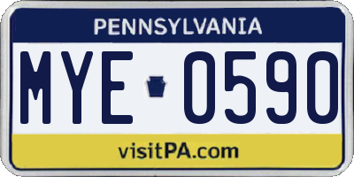 PA license plate MYE0590