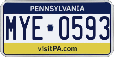 PA license plate MYE0593