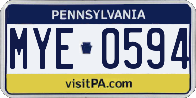 PA license plate MYE0594
