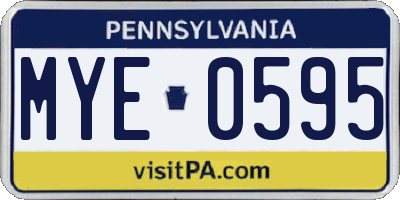 PA license plate MYE0595