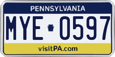 PA license plate MYE0597