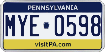 PA license plate MYE0598