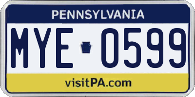PA license plate MYE0599