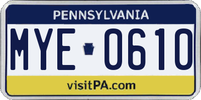 PA license plate MYE0610