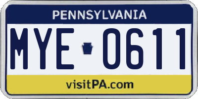 PA license plate MYE0611