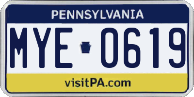PA license plate MYE0619