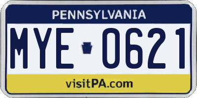 PA license plate MYE0621