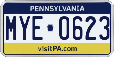 PA license plate MYE0623