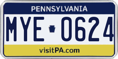 PA license plate MYE0624