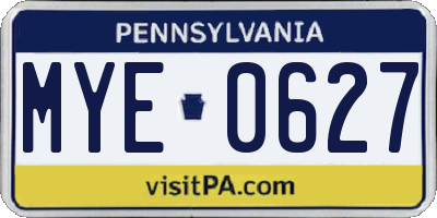 PA license plate MYE0627