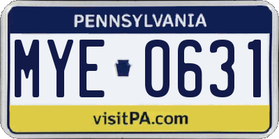 PA license plate MYE0631