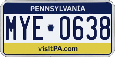 PA license plate MYE0638
