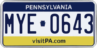 PA license plate MYE0643