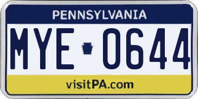 PA license plate MYE0644