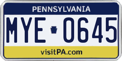 PA license plate MYE0645