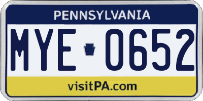 PA license plate MYE0652