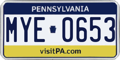 PA license plate MYE0653