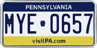 PA license plate MYE0657