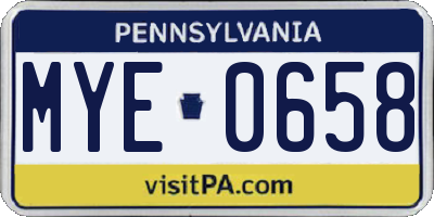 PA license plate MYE0658