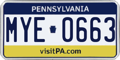 PA license plate MYE0663