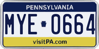 PA license plate MYE0664