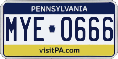 PA license plate MYE0666