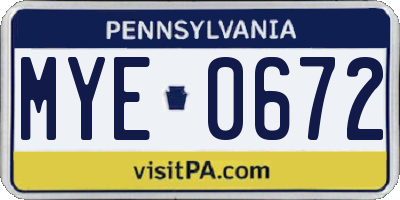 PA license plate MYE0672