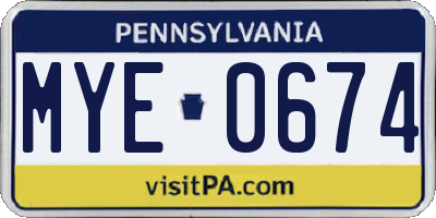 PA license plate MYE0674